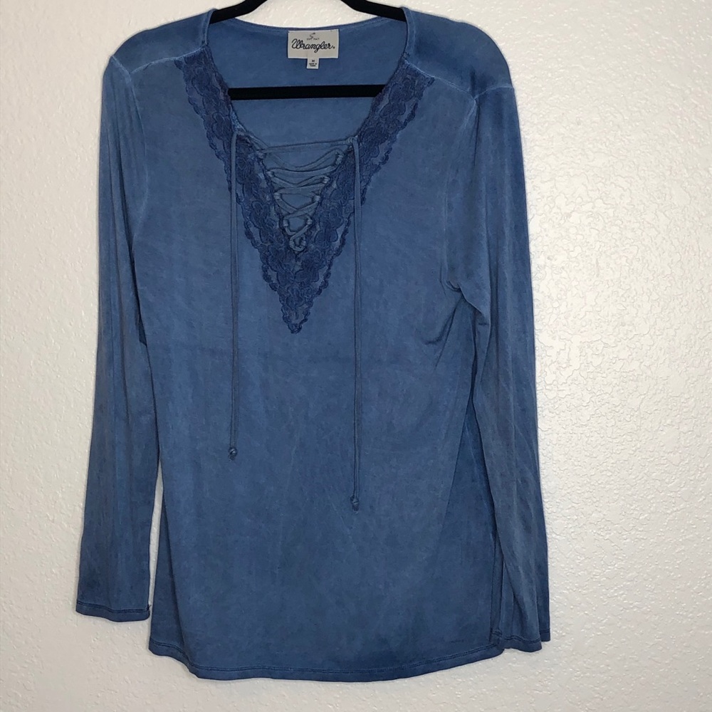 Wrangler Blue Lace Tie Up Long Sleeve - Picture 1 of 8